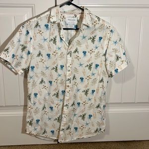 Denim & Flower Short Sleeve Beach Shirt Slim Fit Small